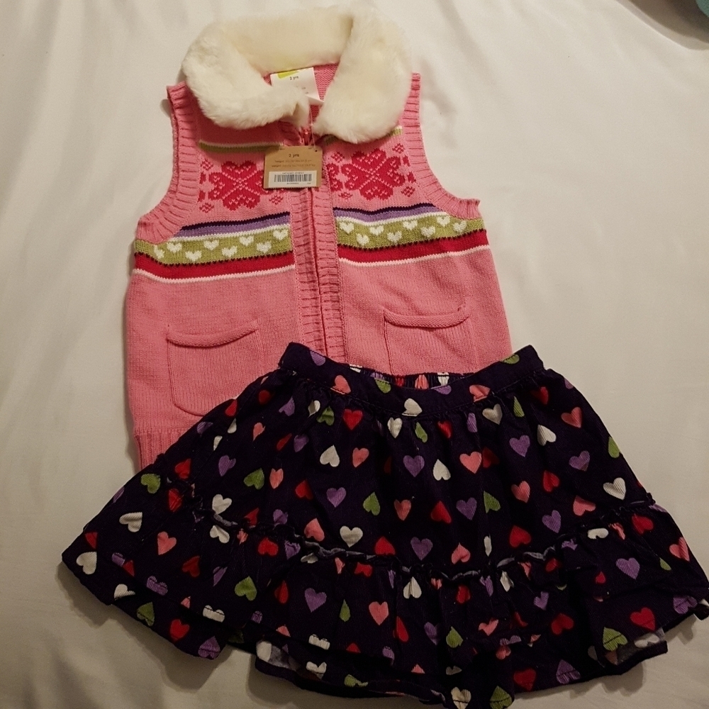 Crazy 8 girls size 2T 2 years vest & skirt Vest new, skirt worn once